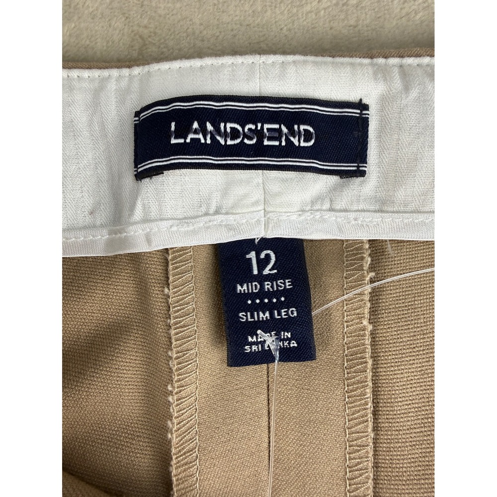 Lands End Womens 12 Mid Rise Slim Leg Bi-Stretch Khaki Pants Side Zip NEW - Picture 7 of 16